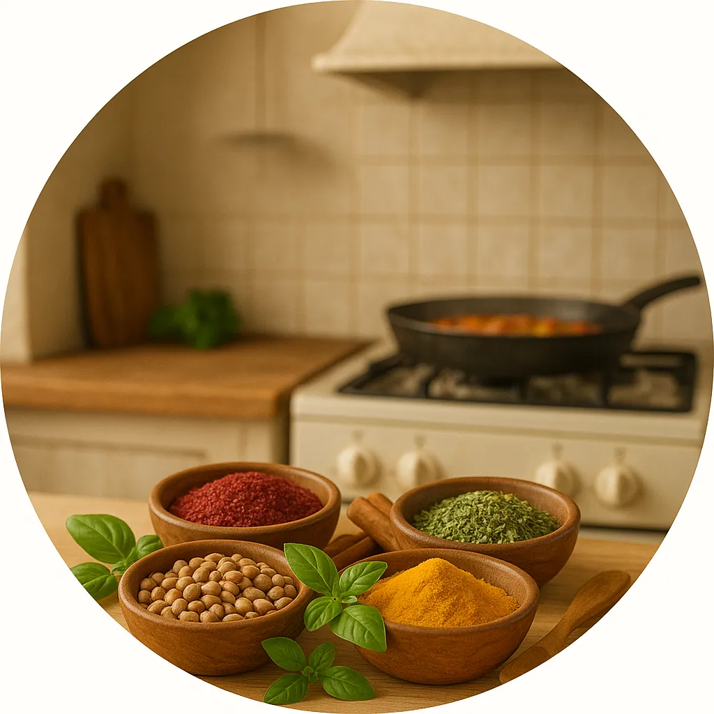 محصولات گیاهی برای طبخ غذا، ادویه، حبوبات و سبزی